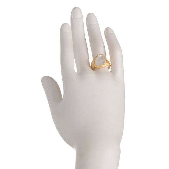 SHAANTI JEWELS  India 14kt Gold Plated Sterling Silver Moonstone Ring - Picture 2 of 2